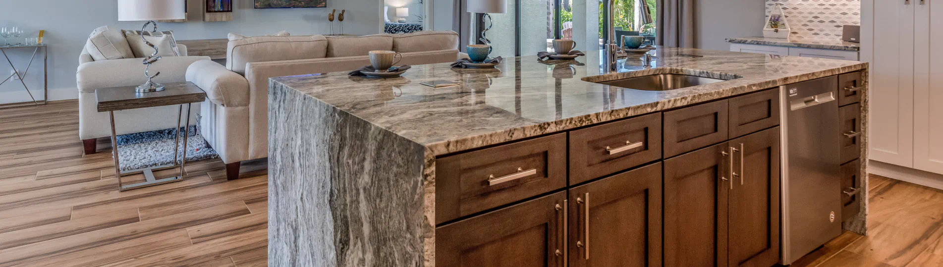 luxury kitchen with marble counter top